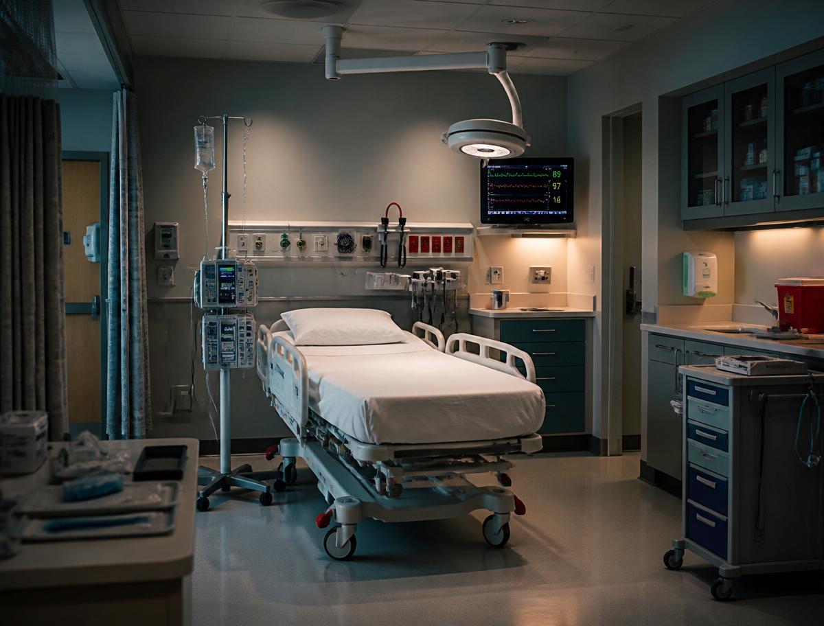Bright modern hospital corridor with natural light